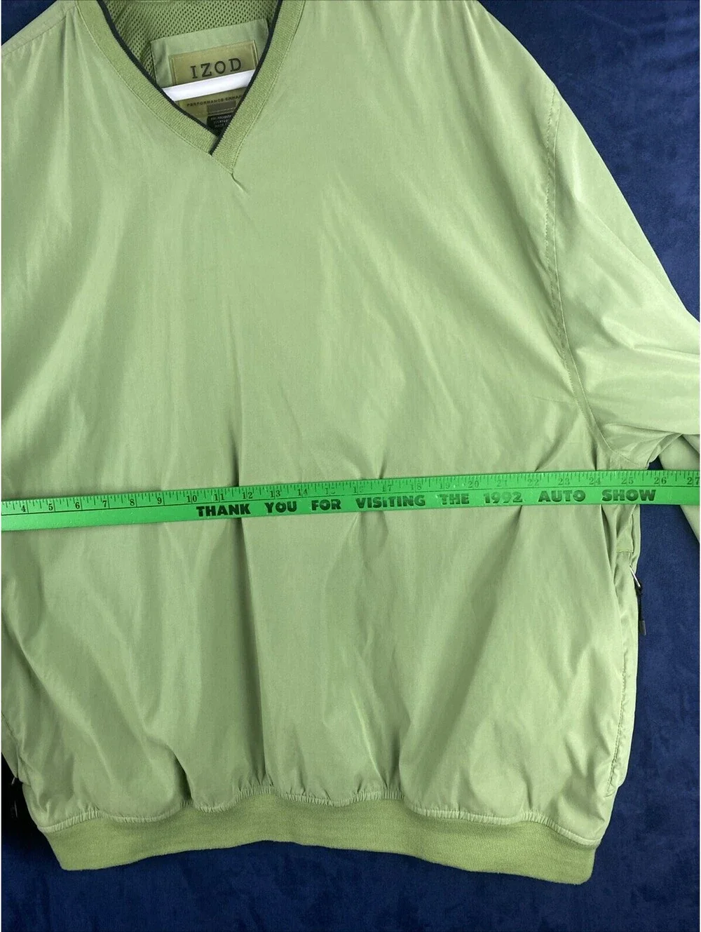 izod xfg jacket mens XL Green soft shell golfing pullover v neck 11% nylon
